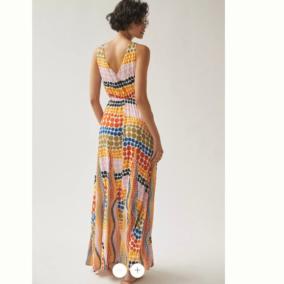 Anthropologie The Odells Dot-Printed Maxi Dress PL - Picture 2 of 6